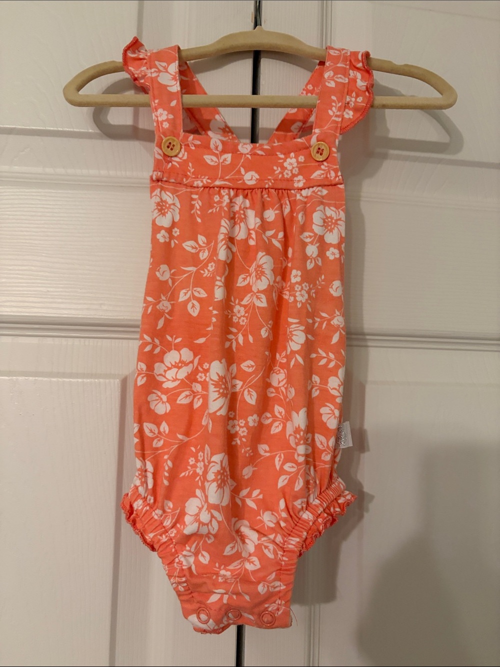 Duck Duck Goose  Floral Sleeveless Baby Romper with Button Straps